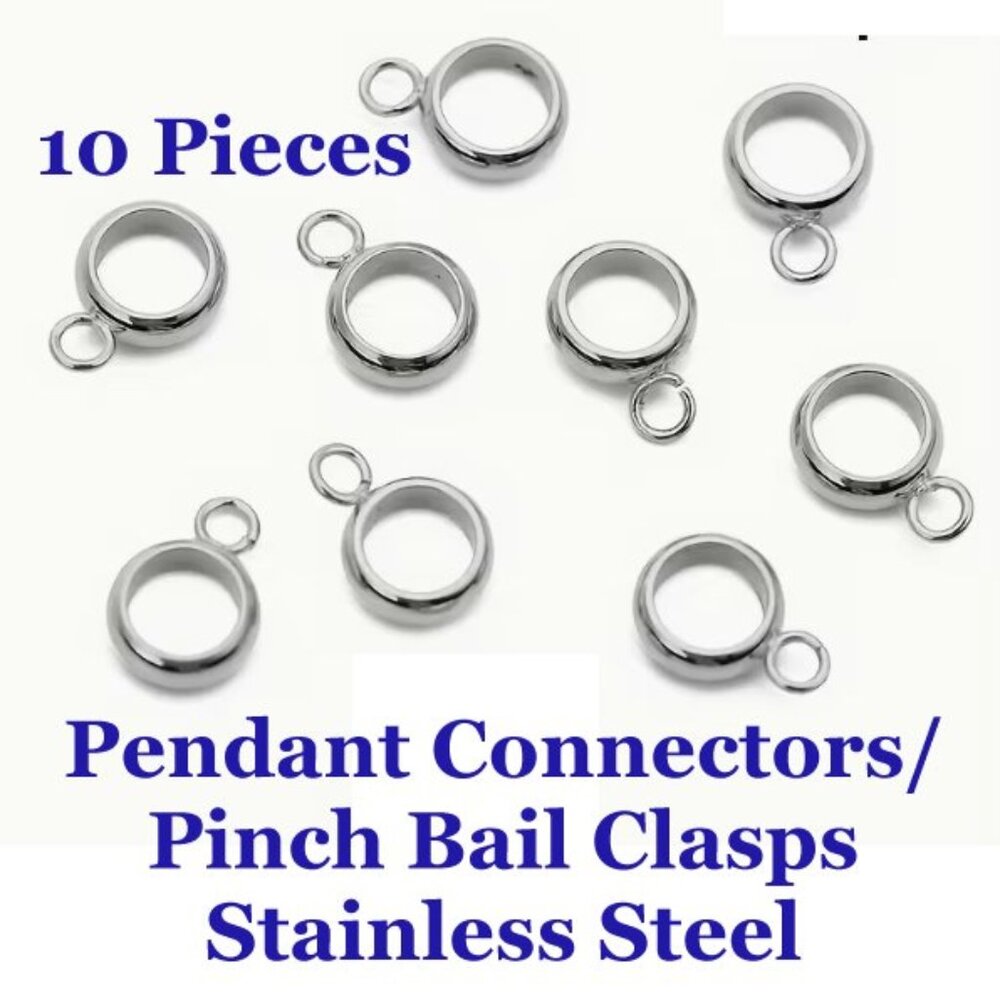 Stainless Steel Pendant Connectors/ Pinch Bail Clasps   10 pieces